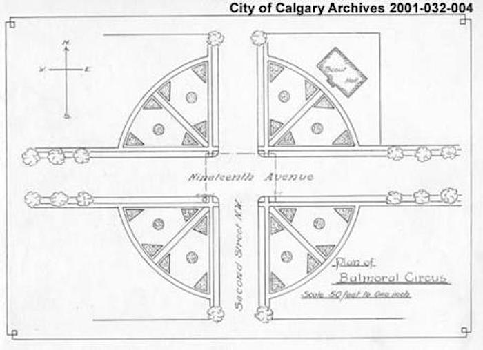 Plan of Balmoral Circus, image via City of Calgary Archives