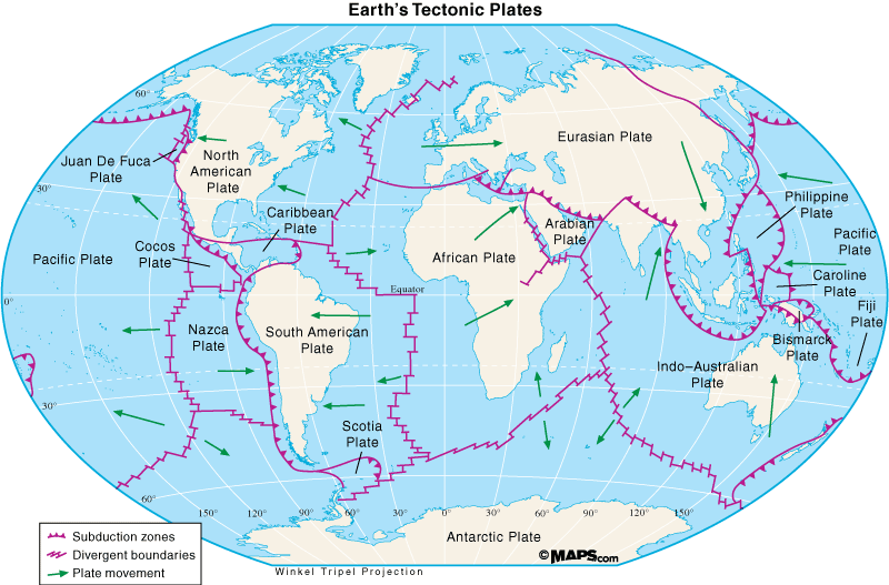 Tectonic plates of the world