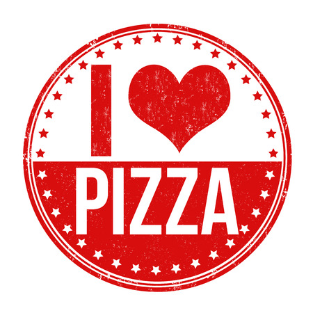 I love pizza grunge rubber stamp on white background, vector illustration Stock Vector - 32309068
