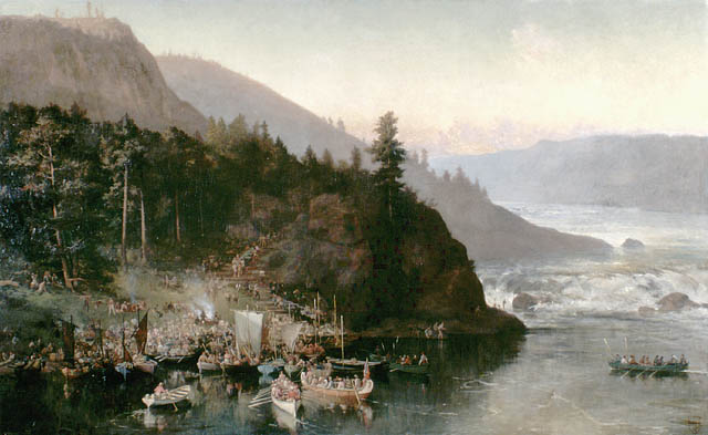 The Red River Expedition at Kakabeka Falls by Frances Anne Hopkins, 1877 (© Library and Archives Canada)