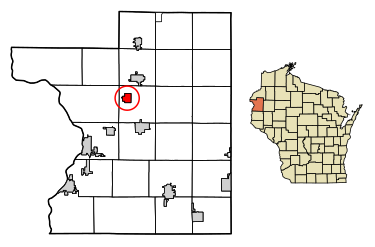 Location of Milltown in Polk County, Wisconsin.