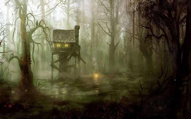The tree house in the mist