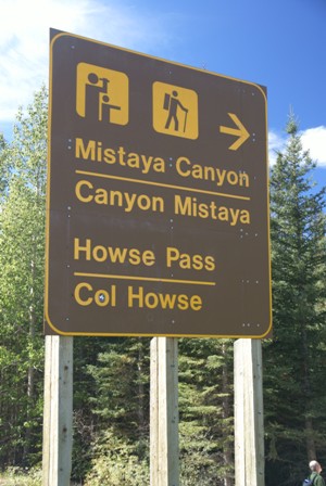 Mistaya Canyon sign