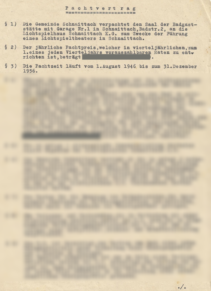 Pachtvertrag Badsaal
