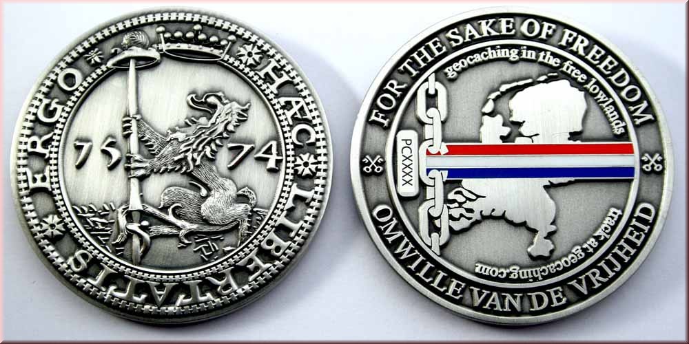 Haec Libertatis Ergo Geocoin - front geocoin - front