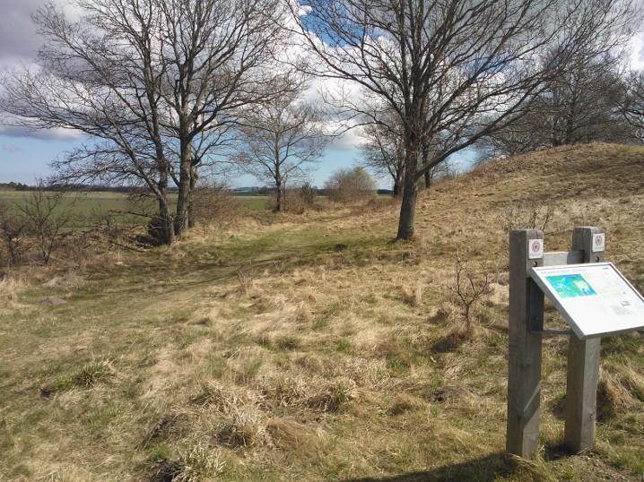 Udsigten fra banestien mod gravhøjen