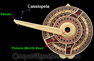 Nocturnal as seen over the constellation Cassiopeia and adjusted to the star Shedir