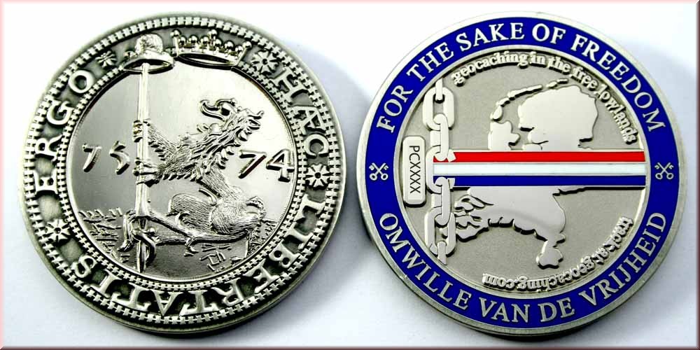 Haec Libertatis Ergo Geocoin - front geocoin - front