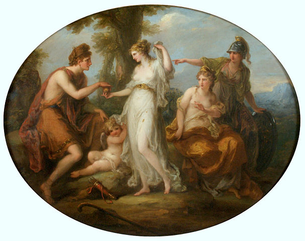 The Judgement of Paria. Painting by Angelica Kauffman (1741-1807); Wikimedia Commons, PD-old.