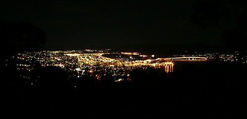 Hobart at Night from Mt Nelson
