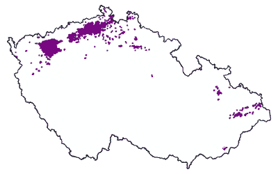 Prehledna mapka rozmisteni neoidnich vulkanitu v CR Mapa neoidnich vulkanitu