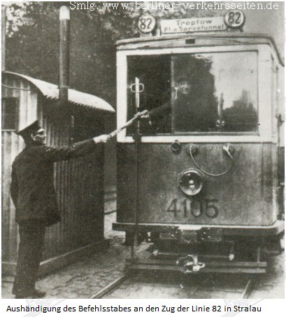 Die Knüppelbahn - Übergabe des Knüppels in Stralau um 1924 Die Knüppelbahn - Übergabe des Knüppels in Stralau um 1924