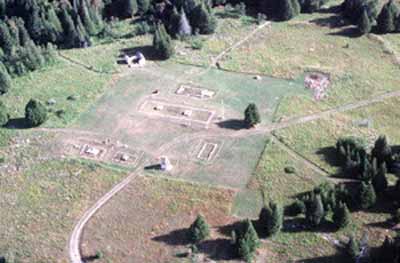 Aerial view of the remains at Fort St. Joseph (© Parks Canada)