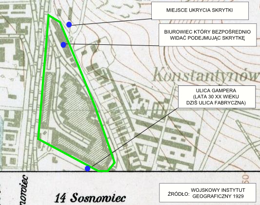 Loklizacja skrytki, a ulica Gampera