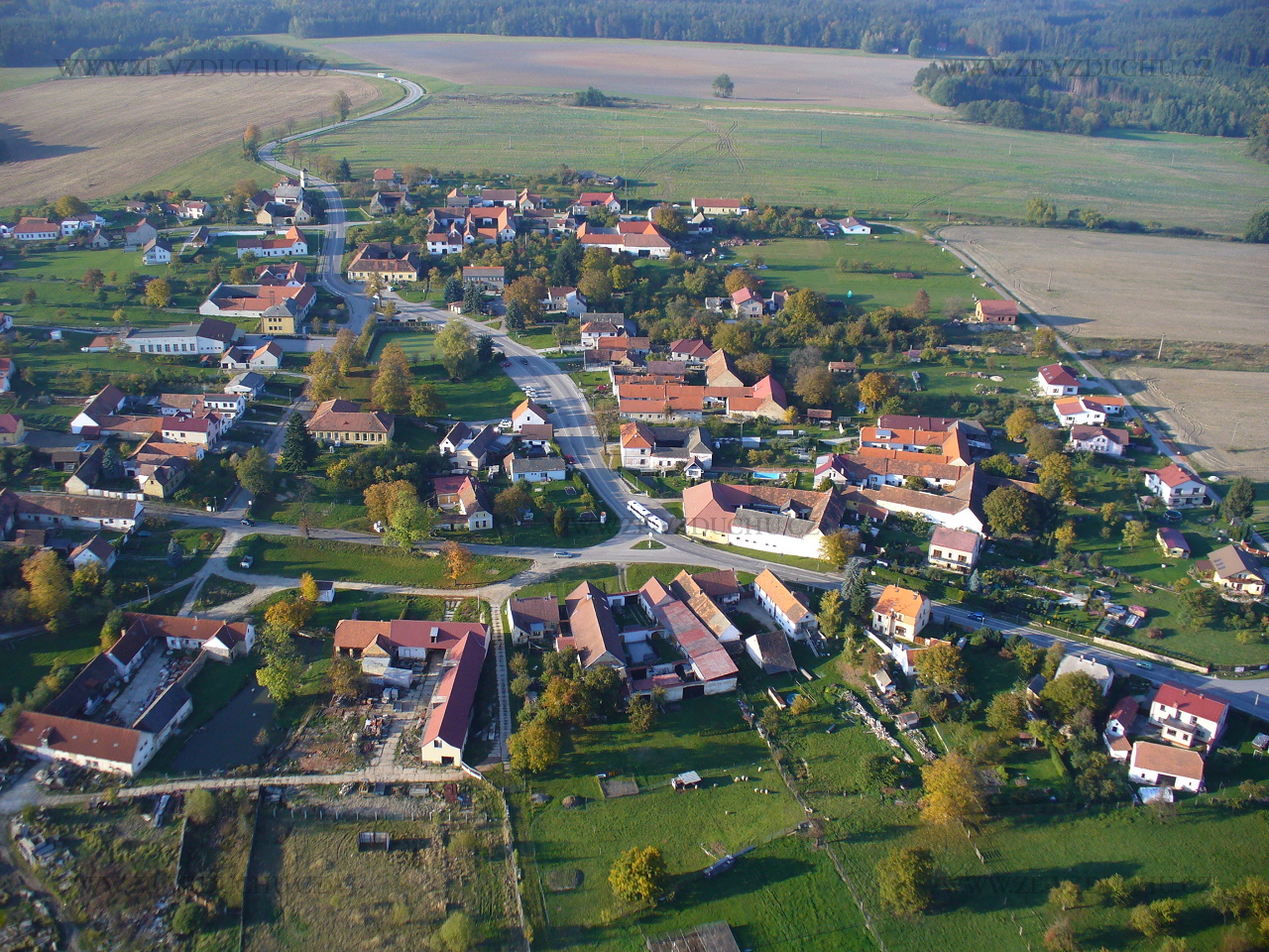 letecký snímek Strážkovic