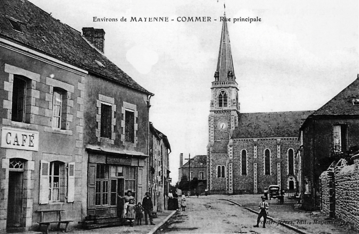La rue principale, vers 1910 (carte postale ancienne). - Commer