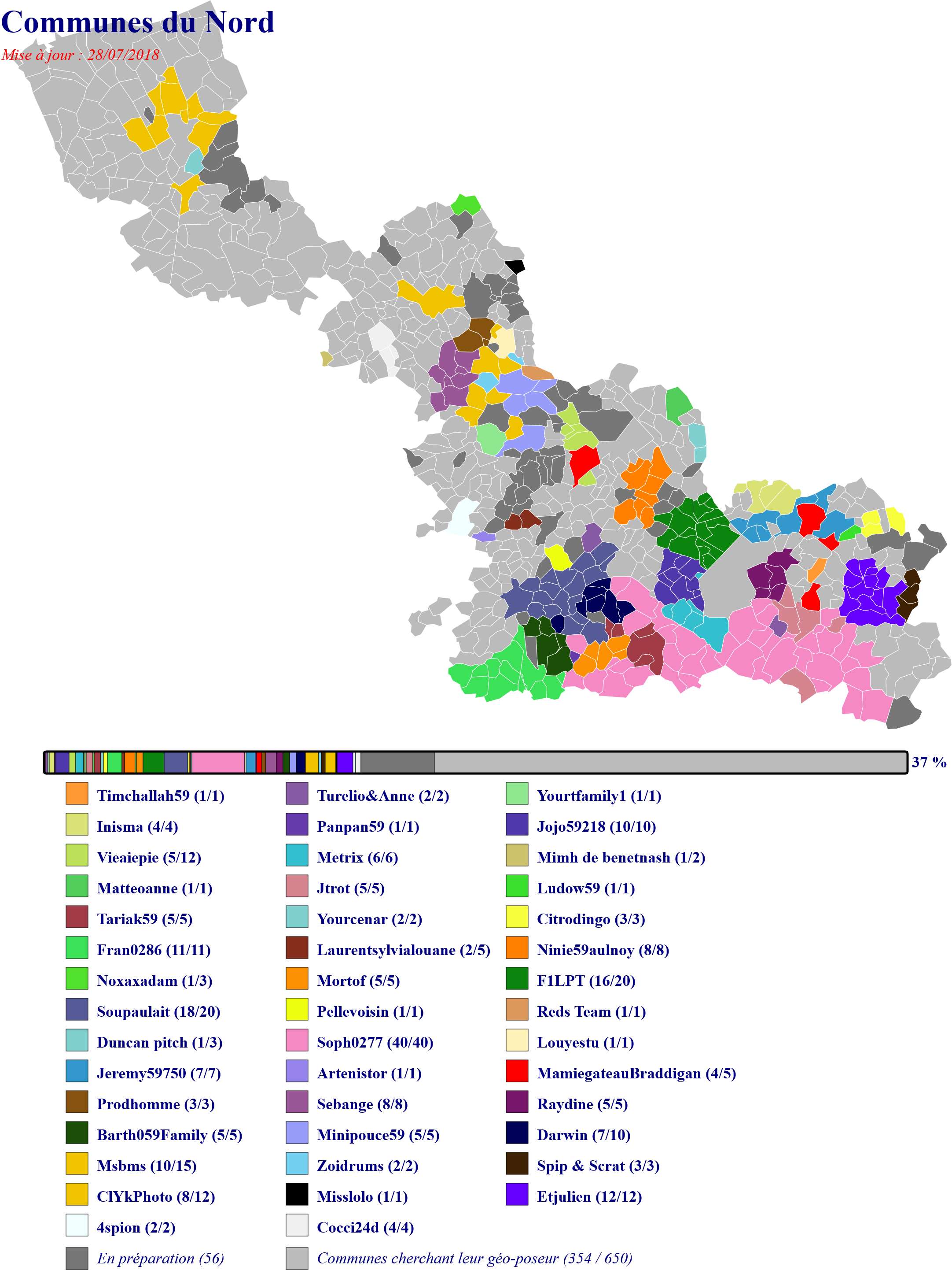 Carte des communes du Nord