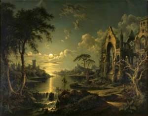 Sebastian Pether (1790-1844), Ruines gothiques au clair de lune, 1841, National Trust