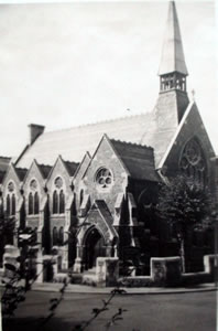 Church with steeple 1950s