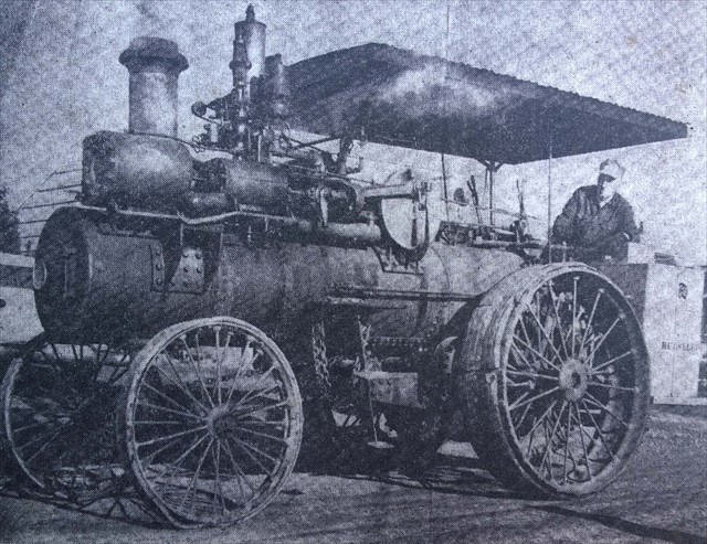 L. M. Beerbower and his steam tractor