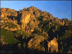 Sunset on the high peaks on the west side of Pinnacles