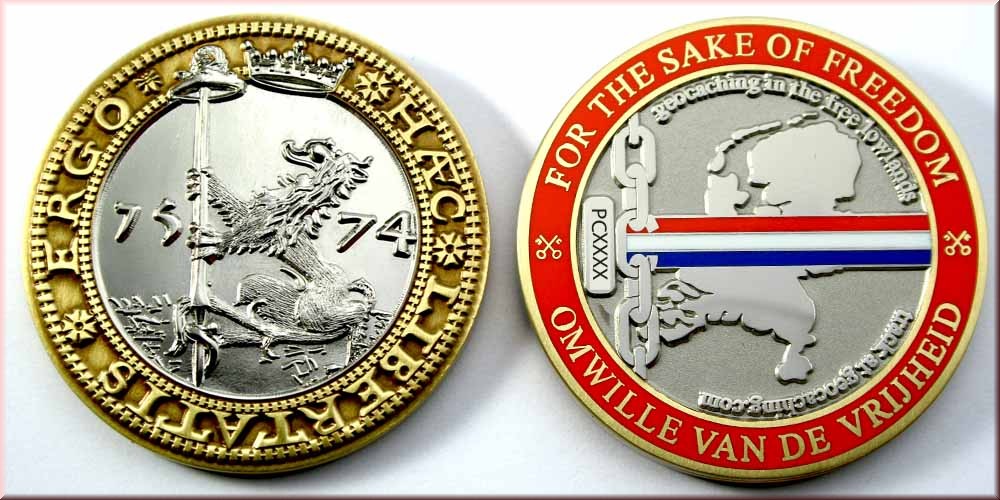 Haec Libertatis Ergo Geocoin - front geocoin - front