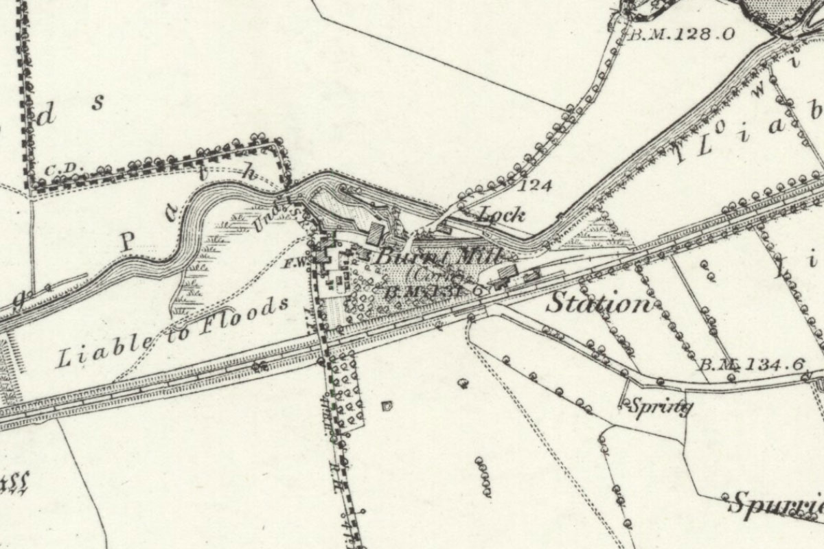 Burnt Mill Lock Ordnance Survey Map 1874