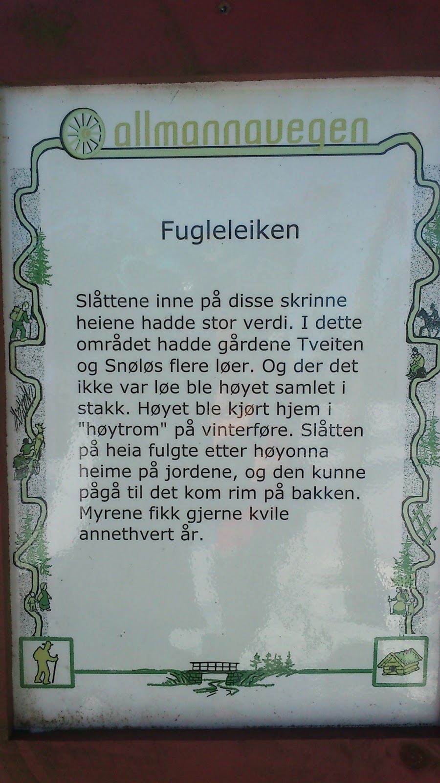 Info sign at Fugleleiken, Allmannavegen