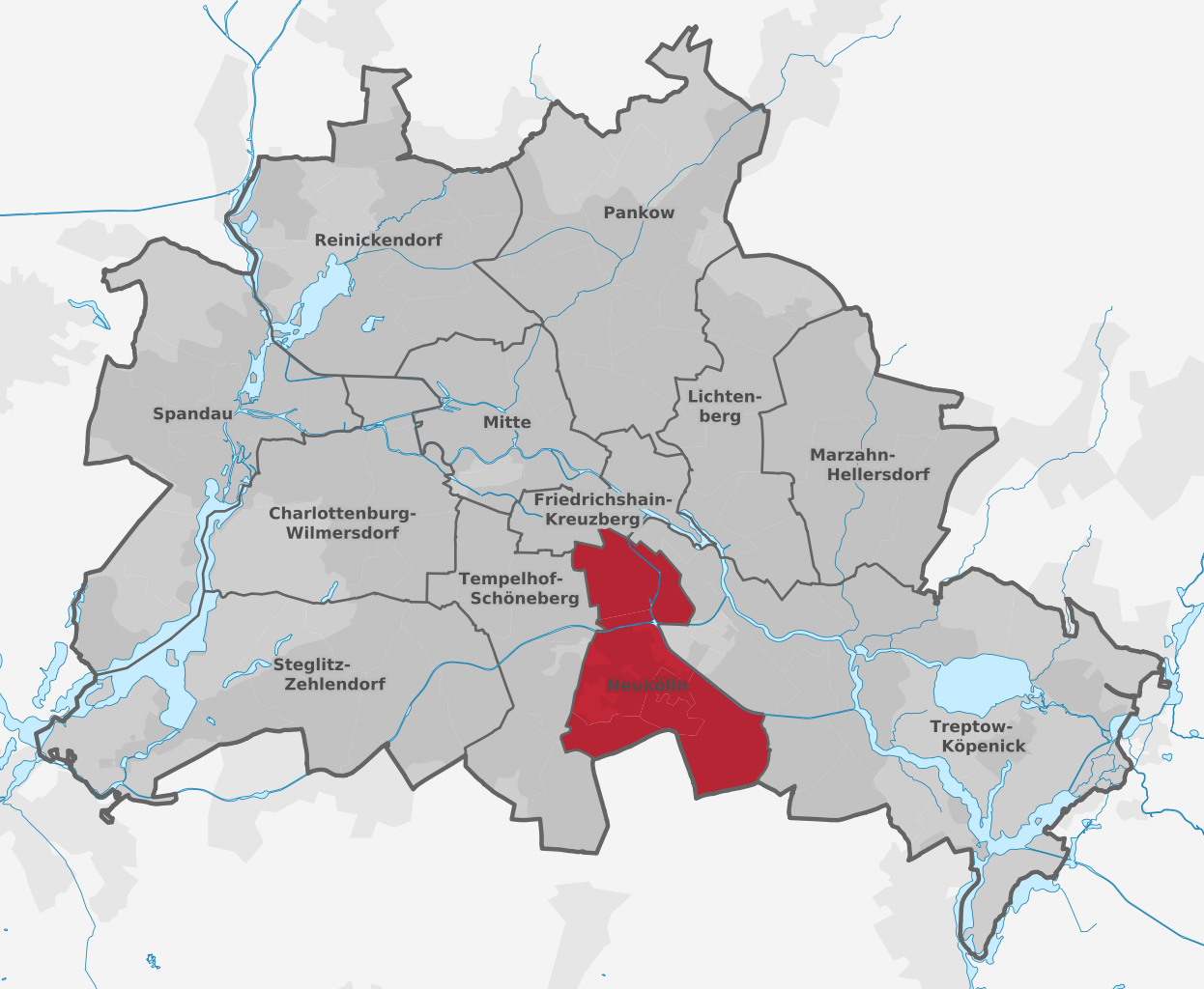 Bezirk Neukölln - Quelle: https://upload.wikimedia.org/wikipedia/commons/thumb/6/62/Berlin_Bezirk_Neukölln_%28labeled%29.svg/1246px-Berlin_Bezirk_Neukölln_%28labeled%29.svg.png