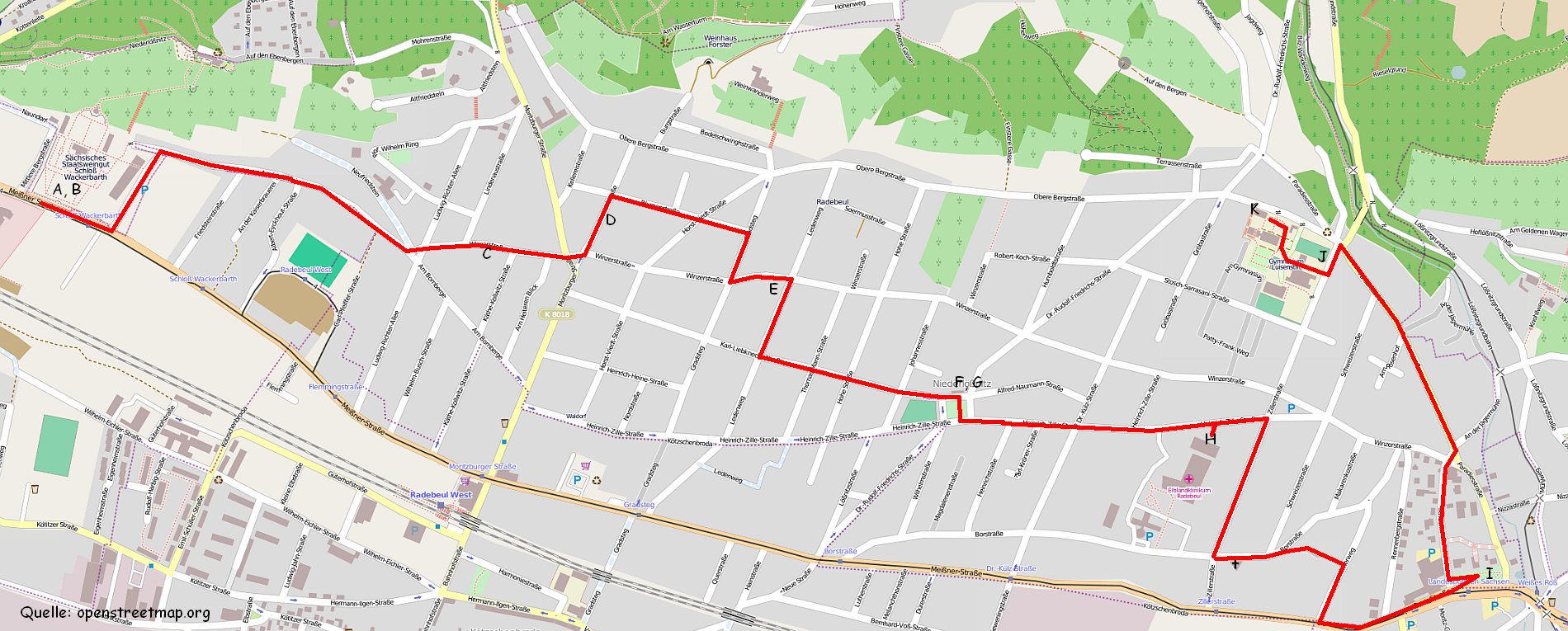 OSM-Karte von Niederlößnitz
