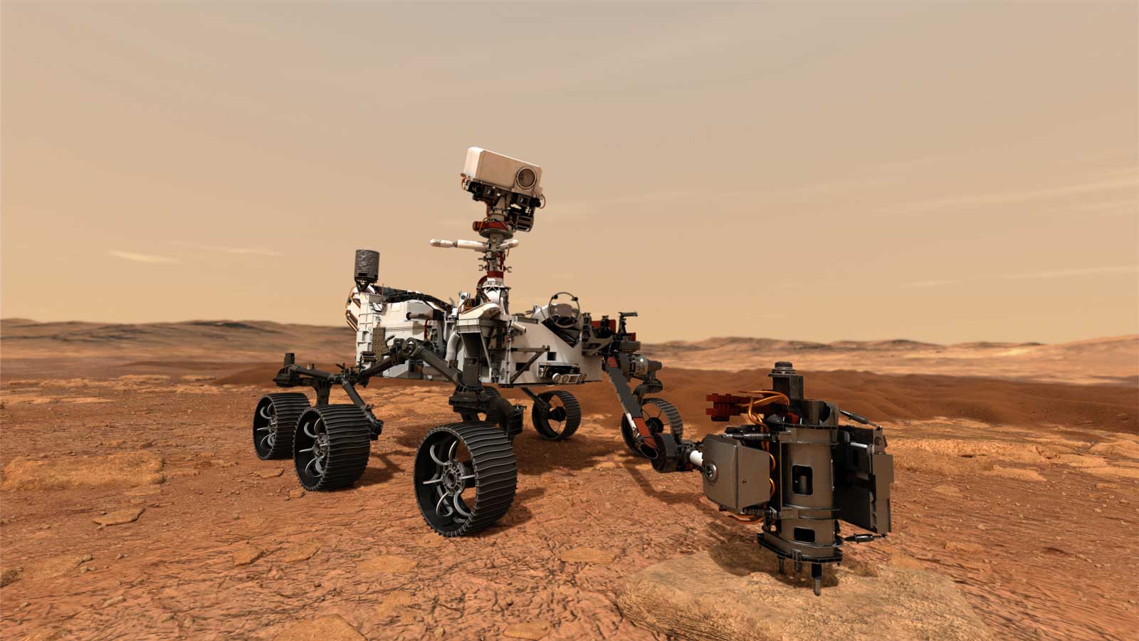 Artist's rendering of Perseverance on Mars