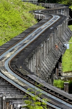 The water flume with rail track on top.