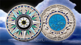 Antarctic Compass Rose 5th Anniversary Geocoin