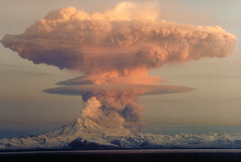 April 21, 1990 eruption cloud from Redoubt Volcano as viewed to the west from the Kenai Peninsula
