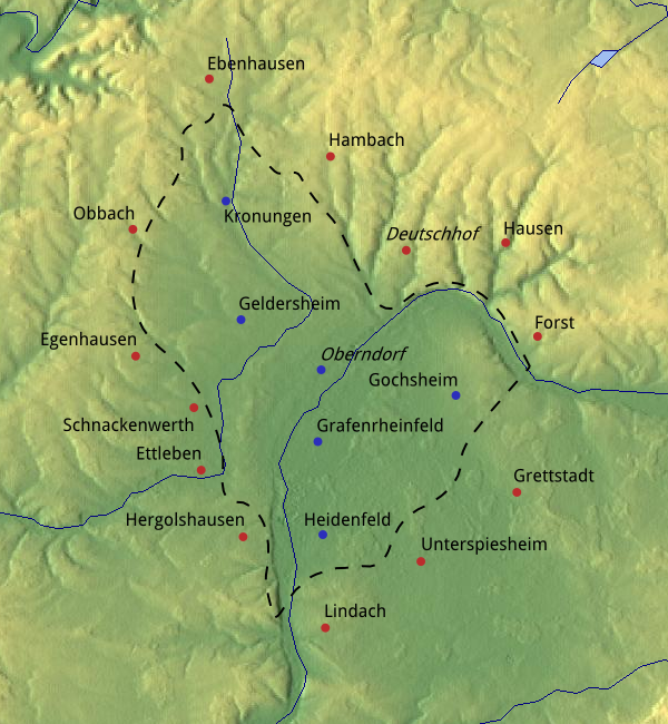 Topografische Karte vom Schweinfurter Becken