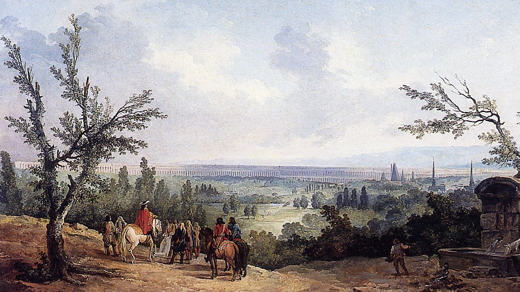 Louis XIV devant l_aqueduc long de 17 km Louis XIV devant l_aqueduc long de 17 km
