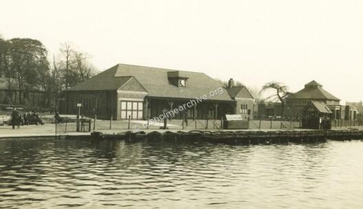 The boathouse, with rowing boats, around 1930.