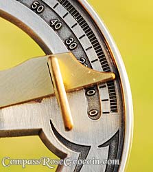 Reading this example of the degree scale shows the sun's declination to be 11 degrees.