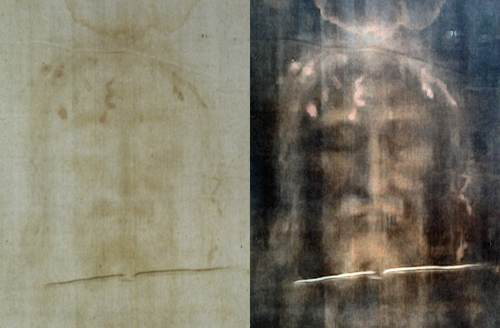 Turin shroud positive and negative displaying original color information 708 x 465 pixels 94 KB